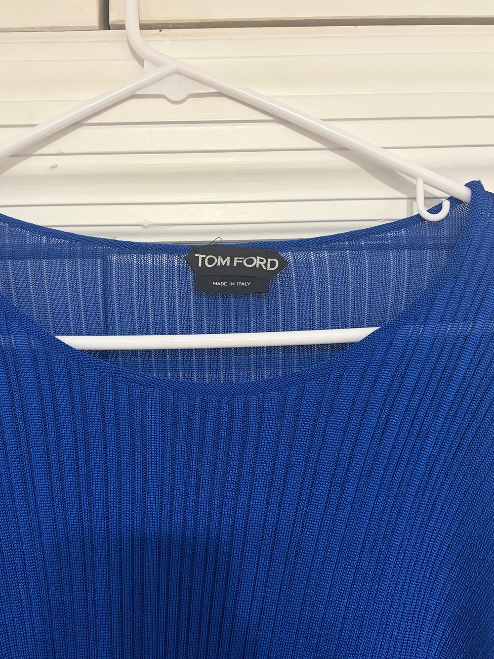 NWOT Tom Ford Cobalt Blue Sheer Ribbed Long Sleeve Top – Made in Italy